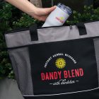 Dandy Blend instant herbal beverage with dandelion tote bag