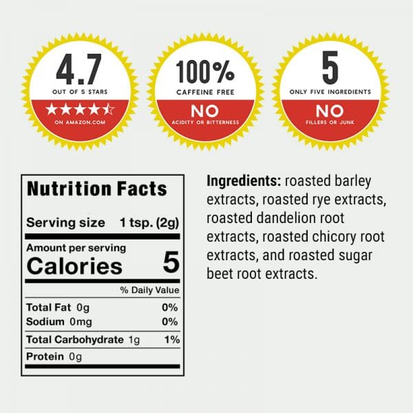 Dandy Blend regular nutrition facts