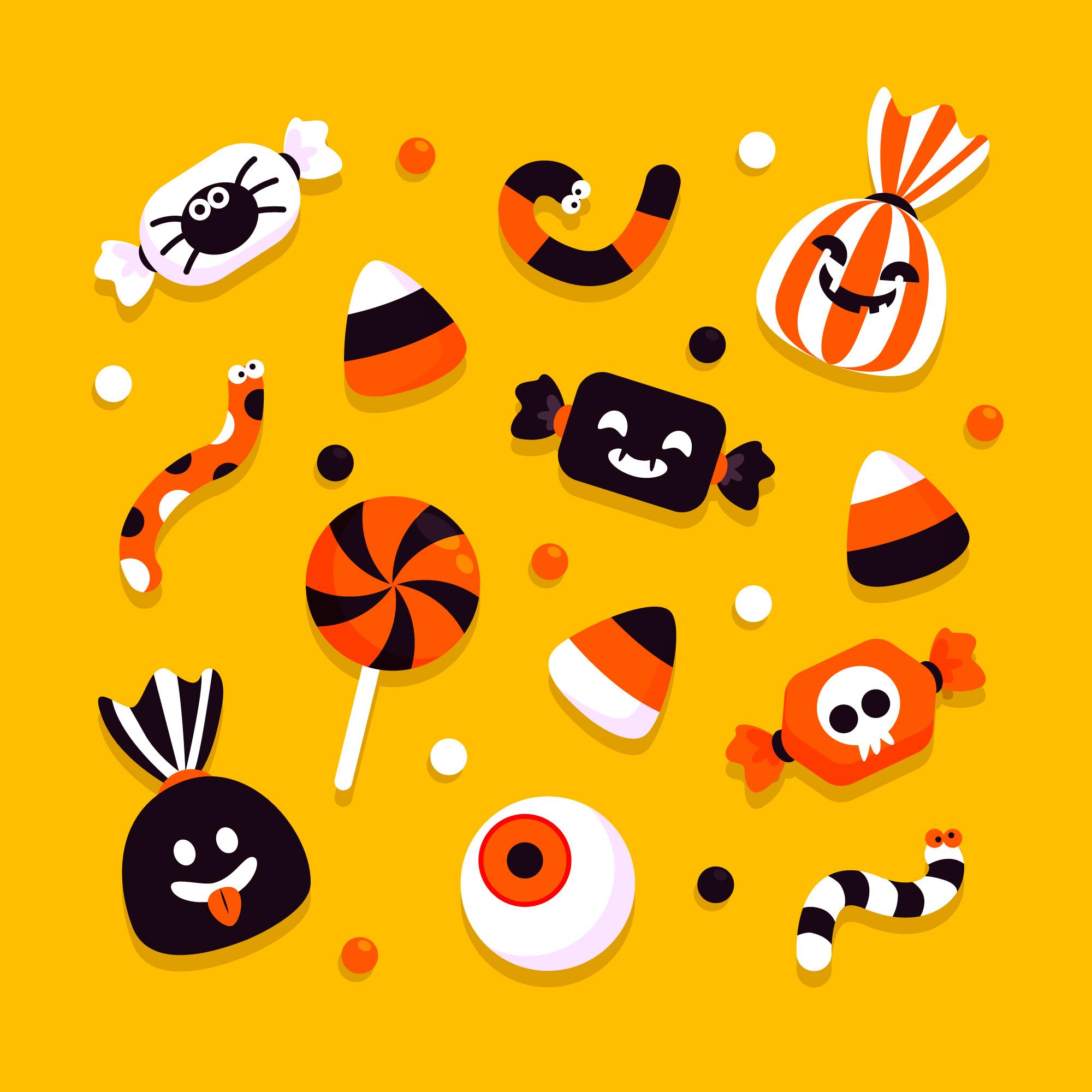 Illustration of Halloween theme candies