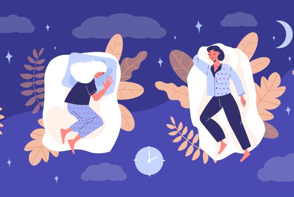 Healthy sleep poses composition with night symbols flat vector illustration