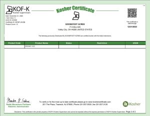 Kosher certificate page 2 2023