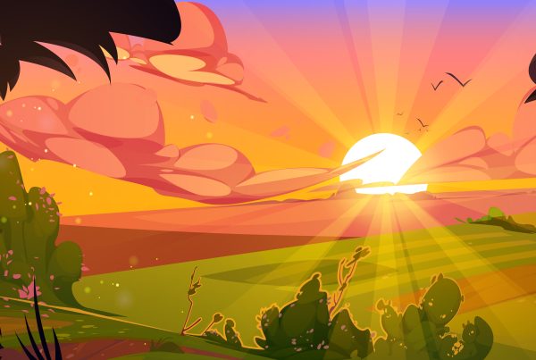 Illustration of a summer sunset