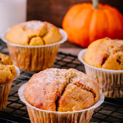 Pumpkin muffins on a table