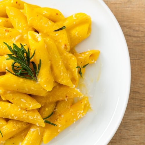 Penne pasta in squash sauce