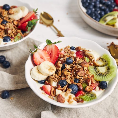 Bowl of granola with fruit