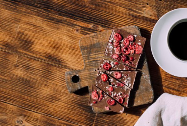 Chocolate bar on wood table
