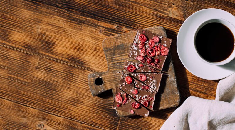 Chocolate bar on wood table