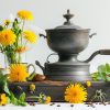 Vintage coffee maker with dandelions