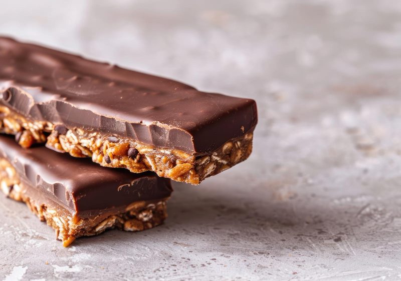 2 homemade candy bars on a counter