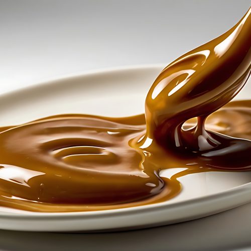 Smear of caramel on a plate