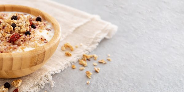 Bowl of oatmeal on a counter