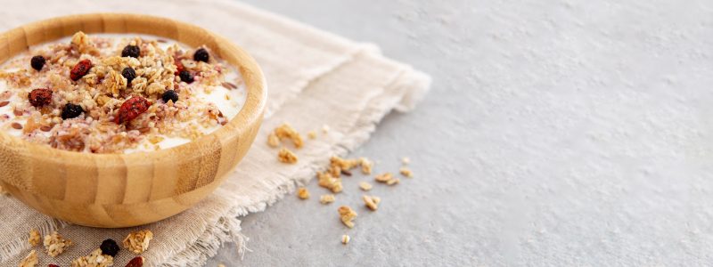 Bowl of oatmeal on a counter