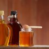 Close up of 3 honey jars