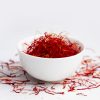 white tea cup with saffron in it