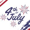 4th of july celebration horizontal banner illustration in brush stroke effect