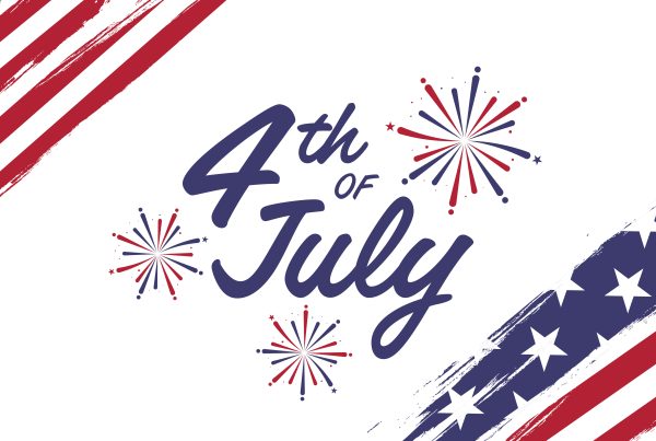 4th of july celebration horizontal banner illustration in brush stroke effect