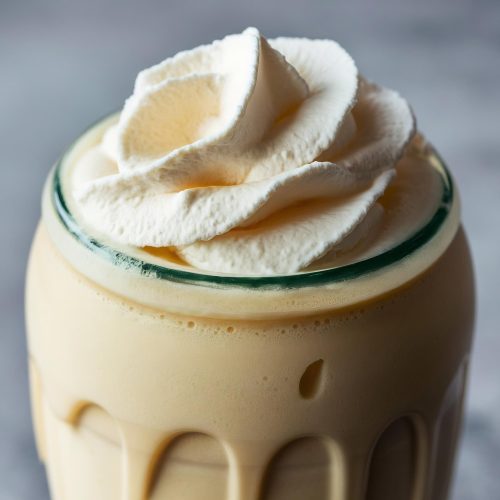 Iced latte with whip cream on top