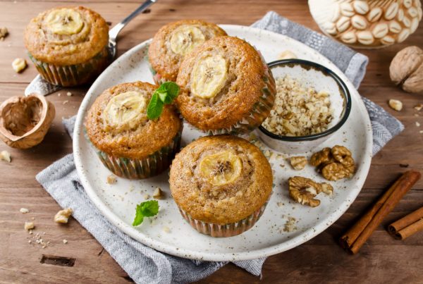 Banana muffins on a plate