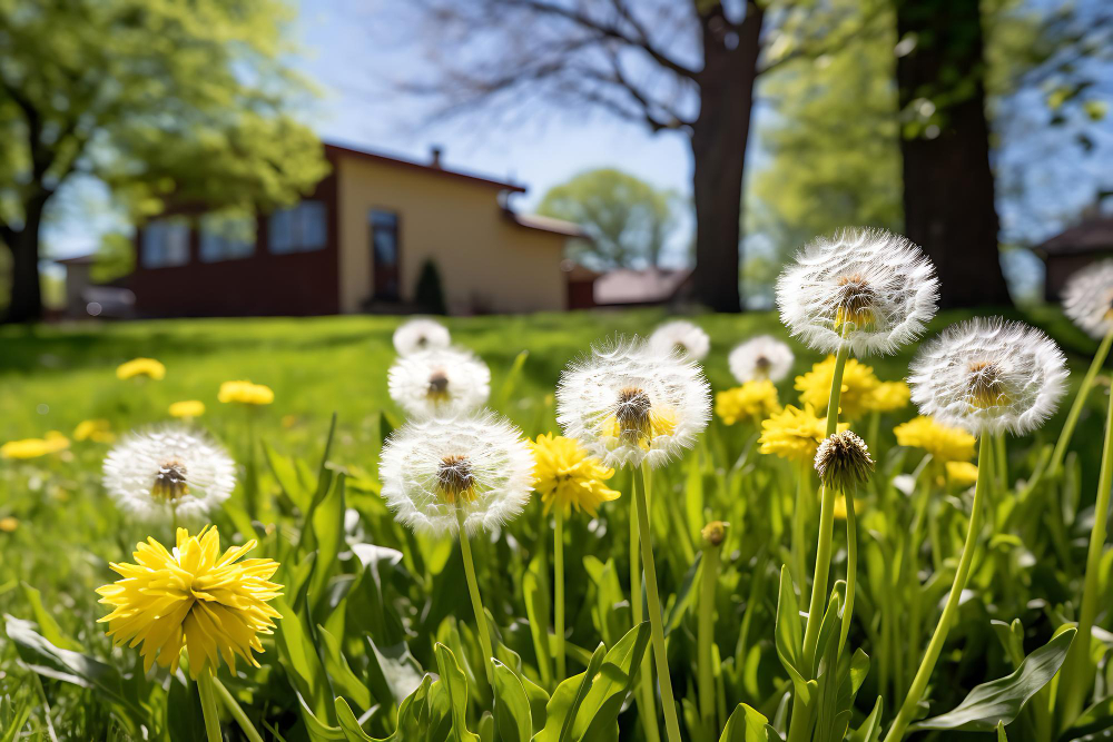 Dandelions in a yard