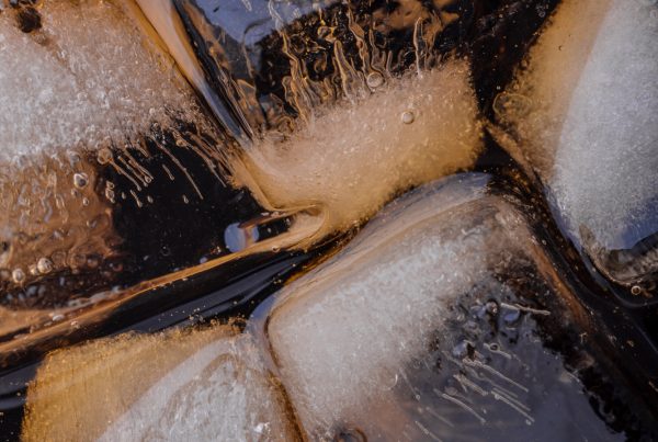 Close up of cola with ice
