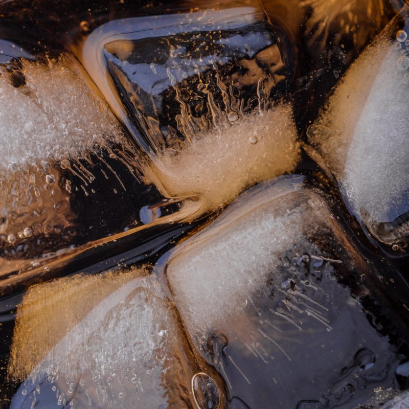 Close up of cola with ice