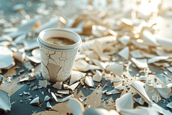 Cup with broken pieces