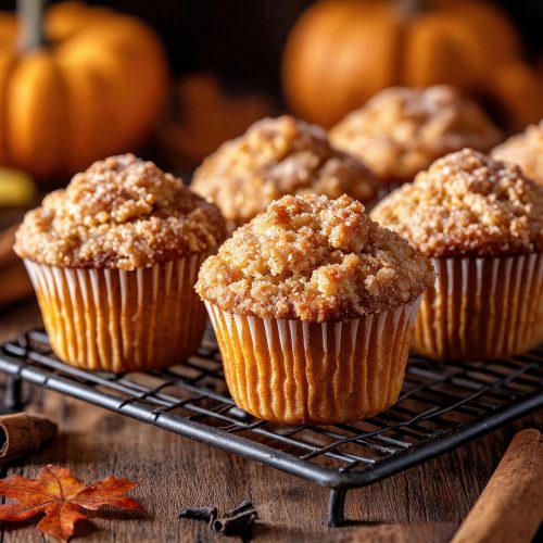 pumpkin muffins with a crumble topping